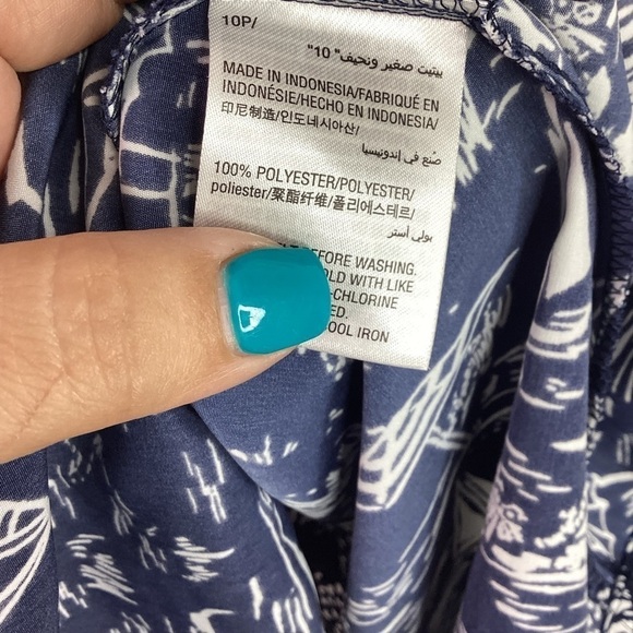 CHARTER‎ CLUB SIZE 10 PETITE NAVY BLUE SCENIC BEACH VACATION SUMMER DRESS - Picture 16 of 16